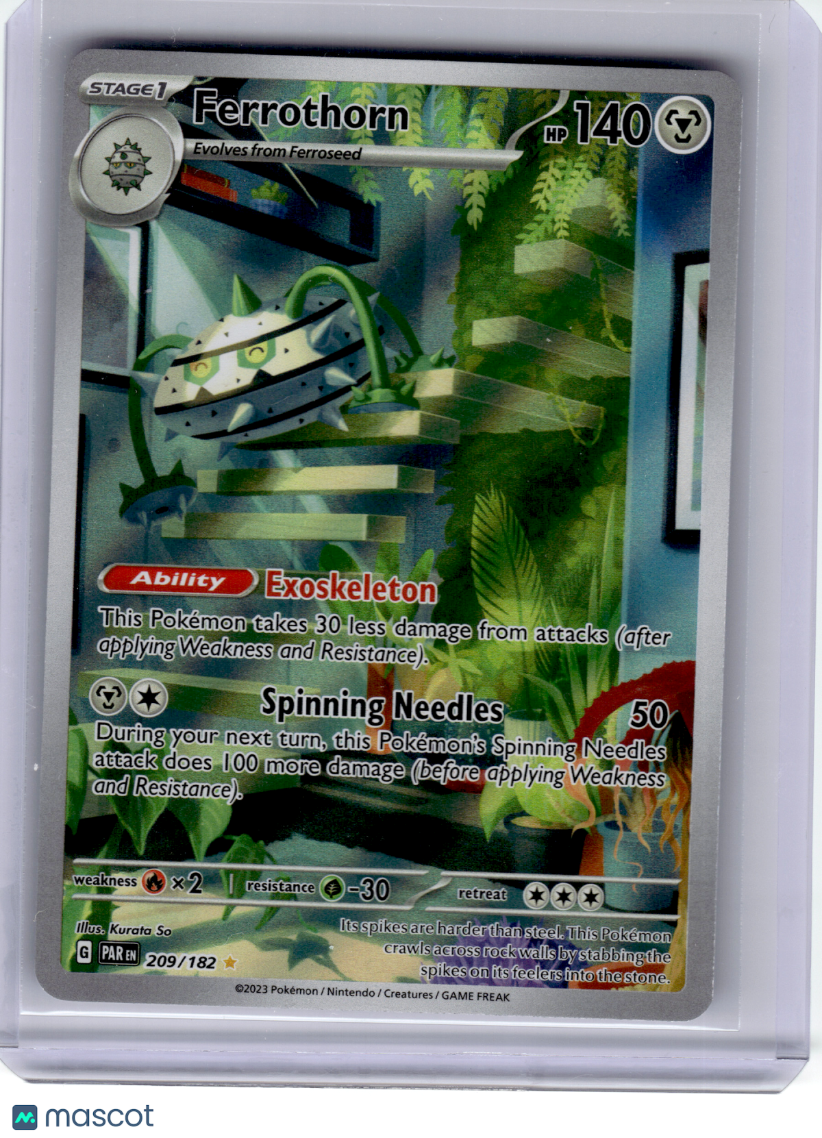 2023 Pokemon—Ferrothorn #209/182 Paradox Rift—Illustration Rare Holo