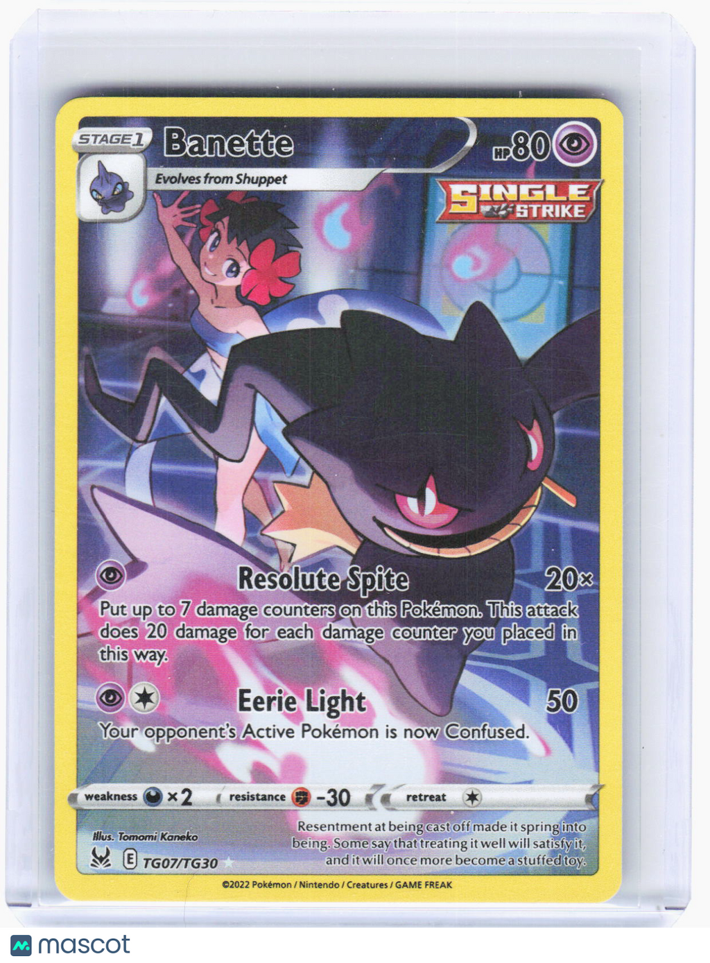 2022 Pokemon—Banette #TG07/TG30 Lost Origin Trainer Gallery—Ultra Rare Foil (LP)