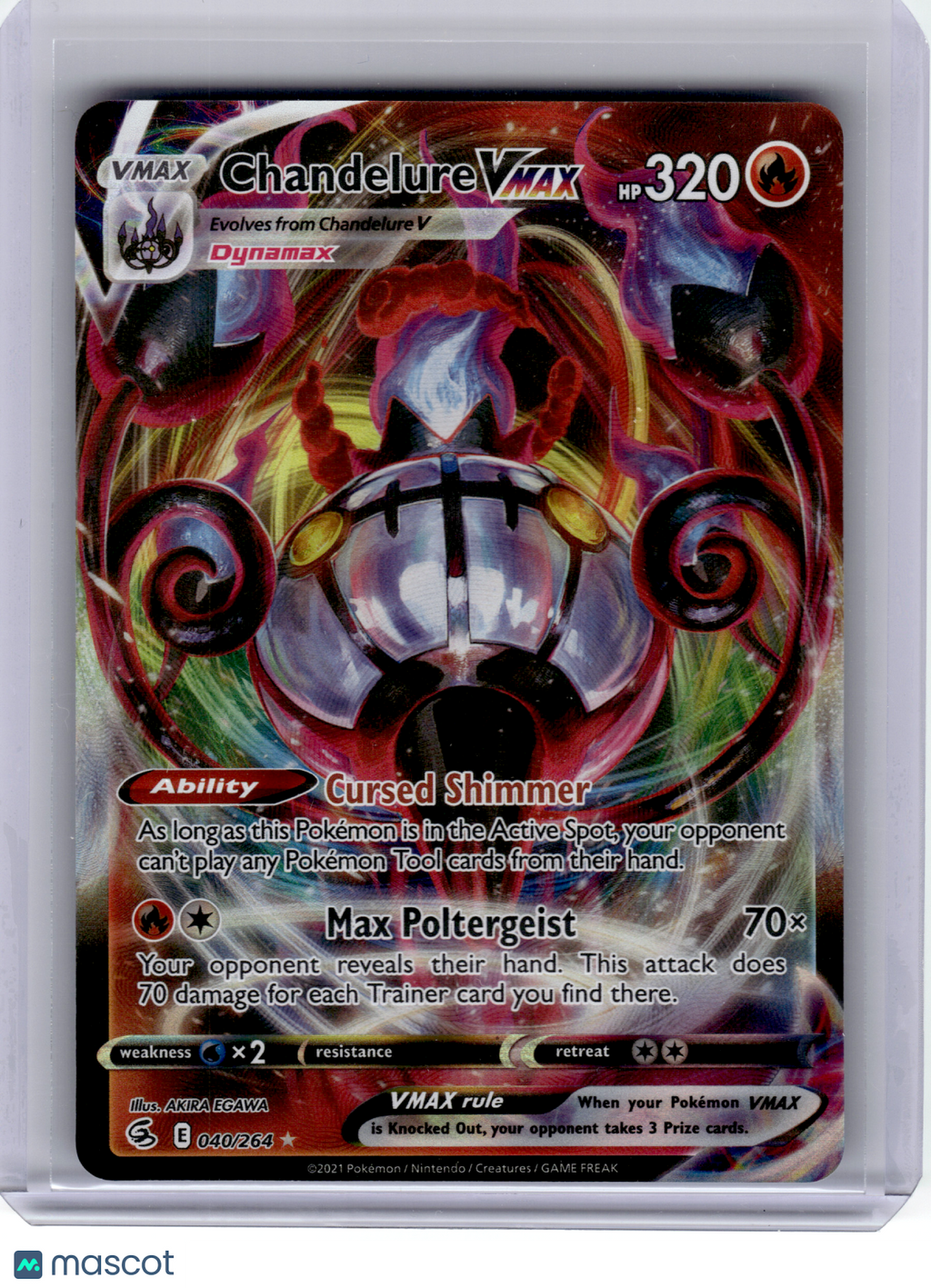 2021 Pokemon—Chandelure VMAX #40 Fusion Strike—Ultra Rare Holo