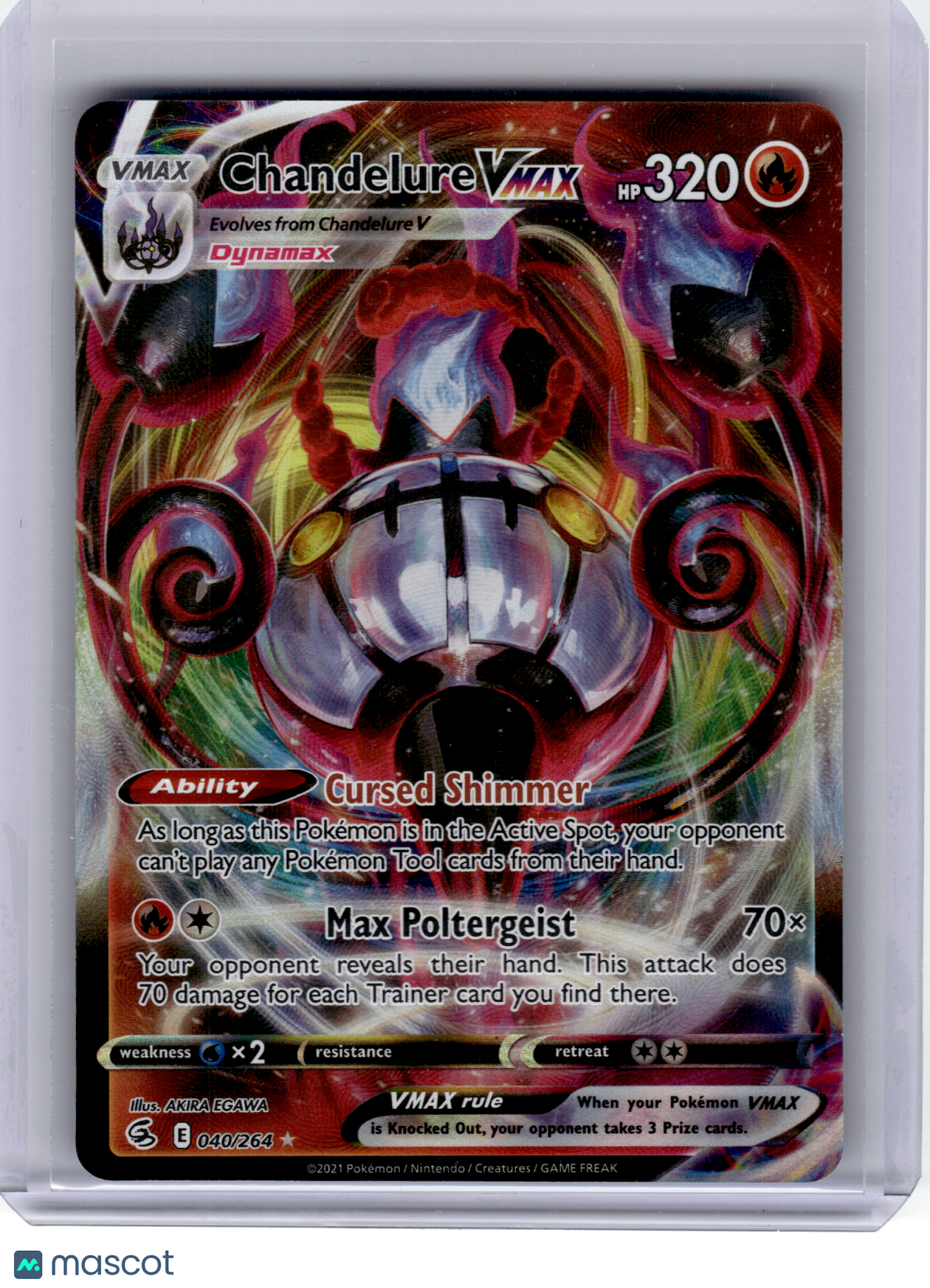 2021 Pokemon—Chandelure VMAX #40 Fusion Strike—Ultra Rare Holo