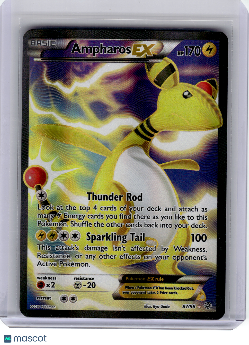 2015 Pokemon—Ampharos EX #87 Ancient Origins—Ultra Rare Holo (87 Full Art) [LP]