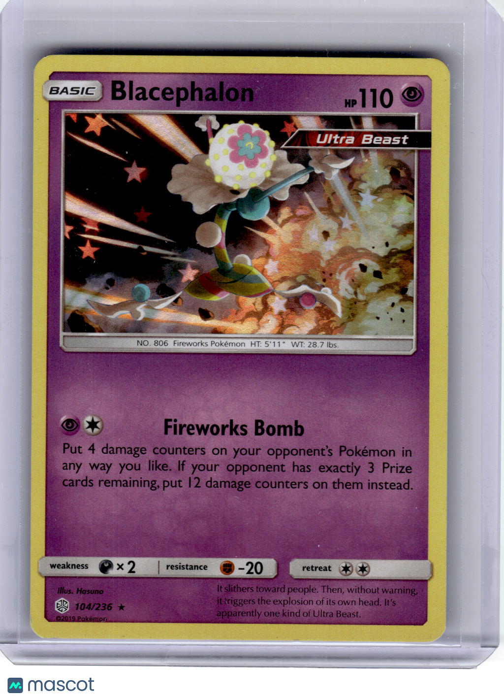 2019 Pokemon—Blacephalon #104 Cosmic Eclipse—Rare Holo [Lightly Played]