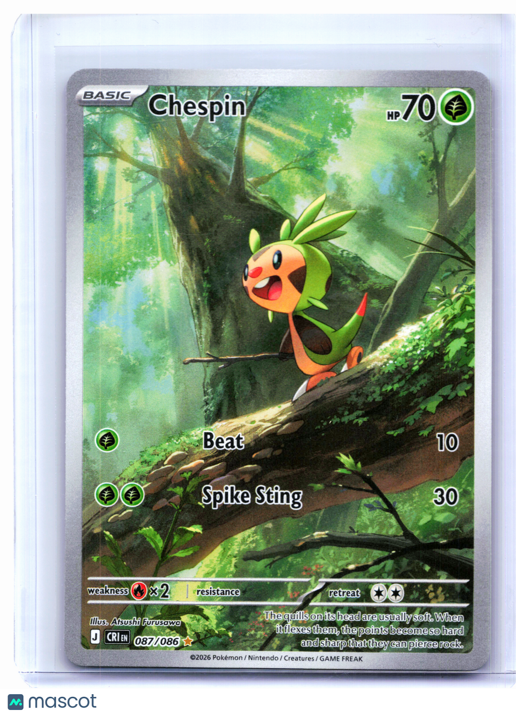 2026 Pokemon—Chespin #087/086 Chaos Rising—Illustration Rare Holo