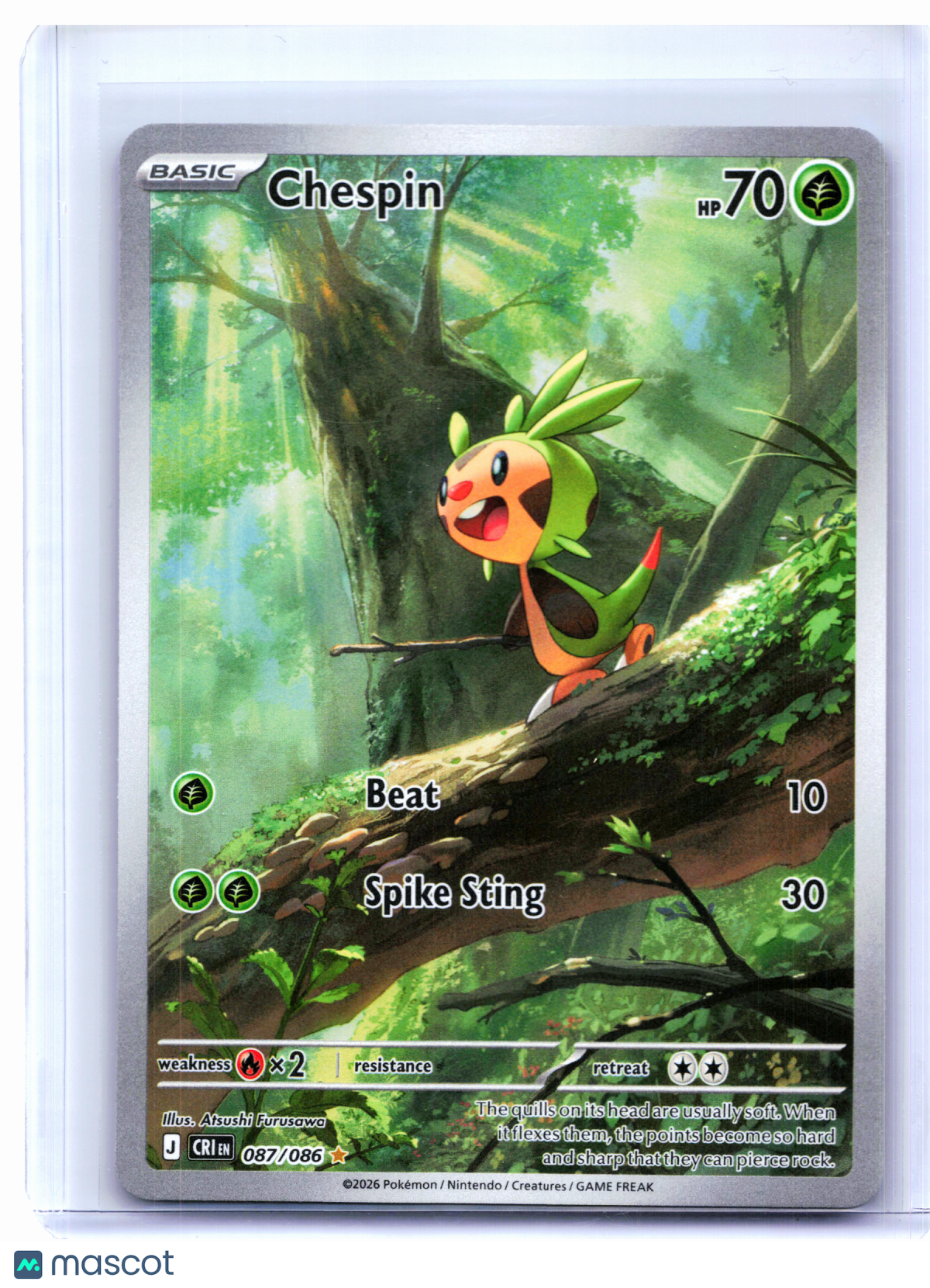2026 Pokemon—Chespin #087/086 Chaos Rising—Illustration Rare Holo