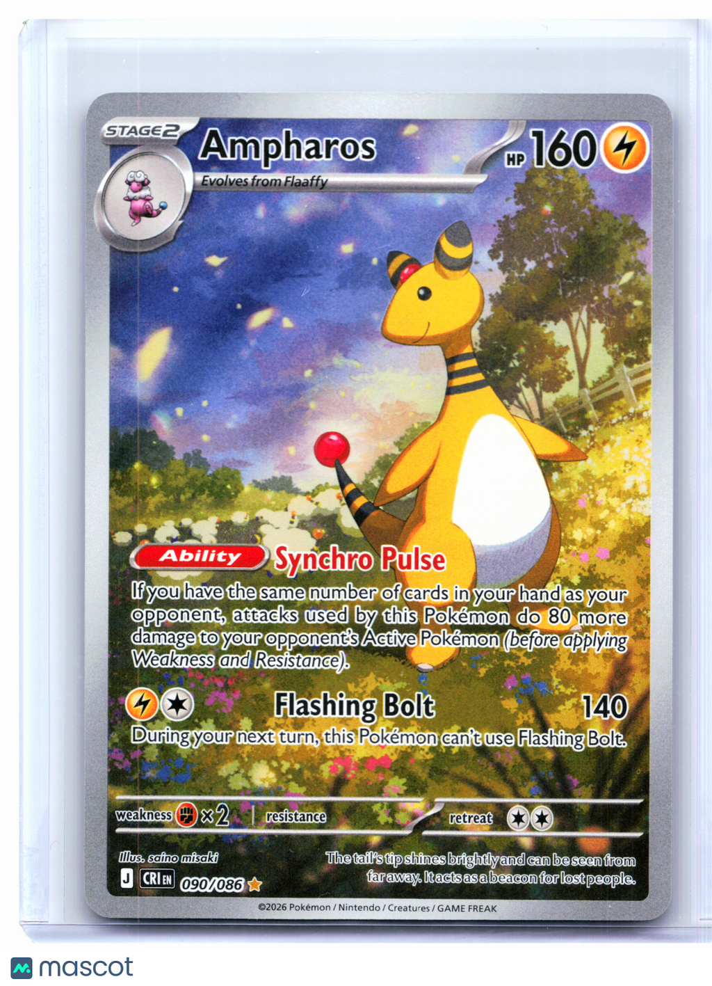 2026 Pokemon—Ampharos #090/086 Chaos Rising—Illustration Rare Holo