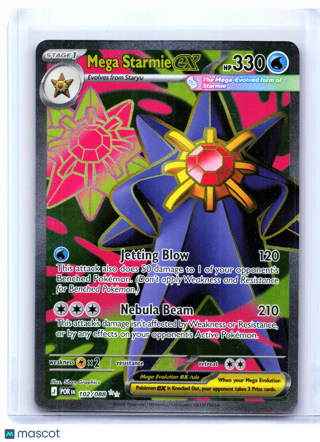 2026 Pokemon—Mega Starmie ex #102/088 Perfect Order—Ultra Rare Holo