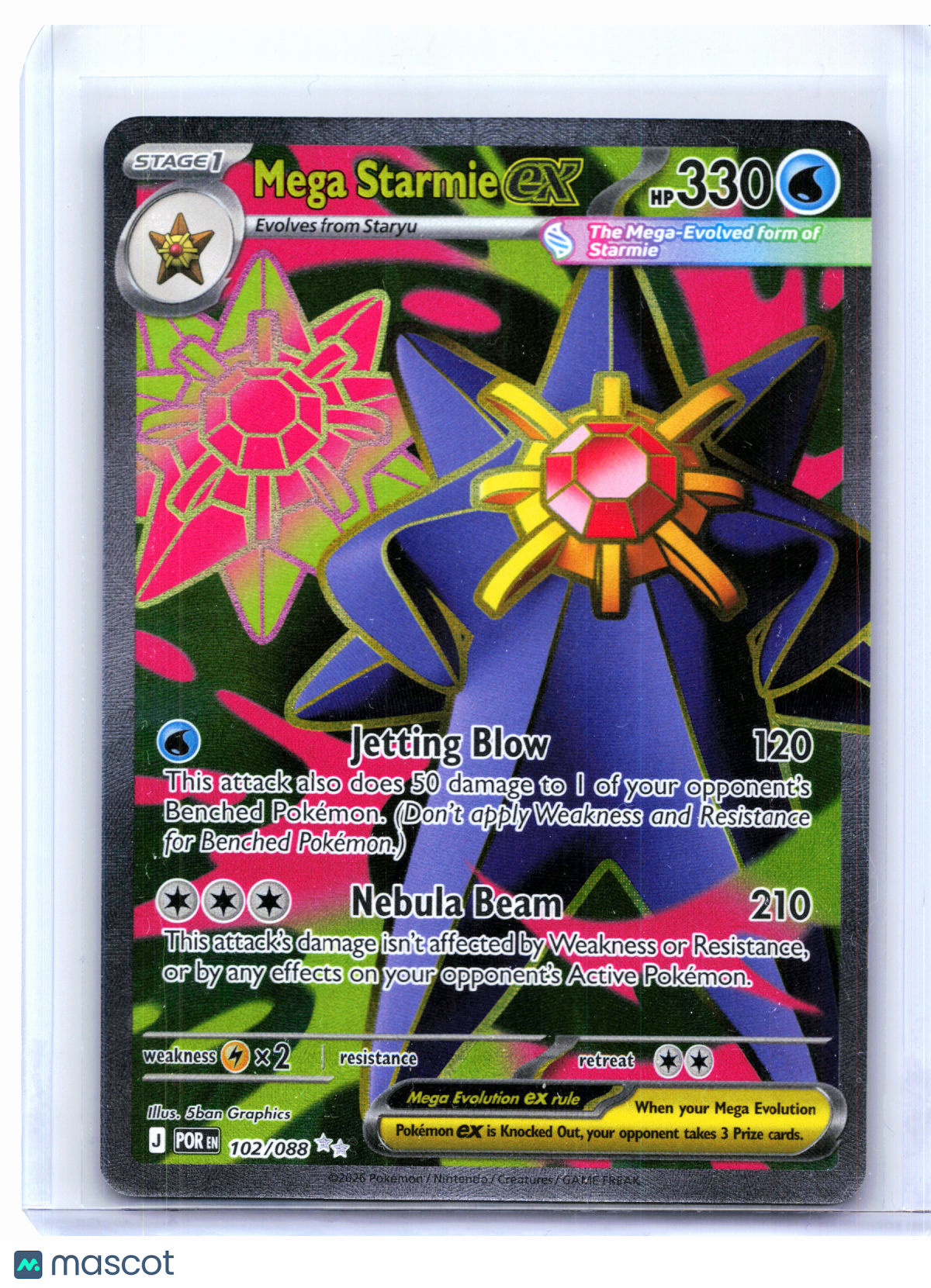 2026 Pokemon—Mega Starmie ex #102/088 Perfect Order—Ultra Rare Holo