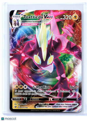 2020 Pokemon—Toxtricity VMAX #071/192 Rebel Clash—Ultra Rare Holo
