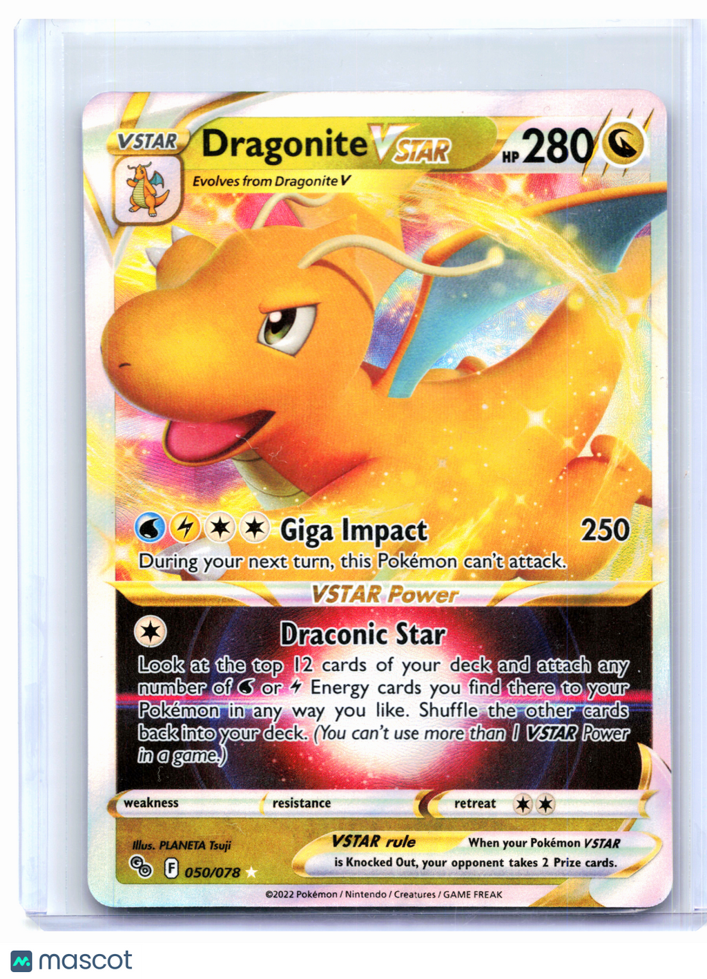 2022 Pokemon—Dragonite VSTAR #050/078 Pokemon GO—Ultra Rare Holo