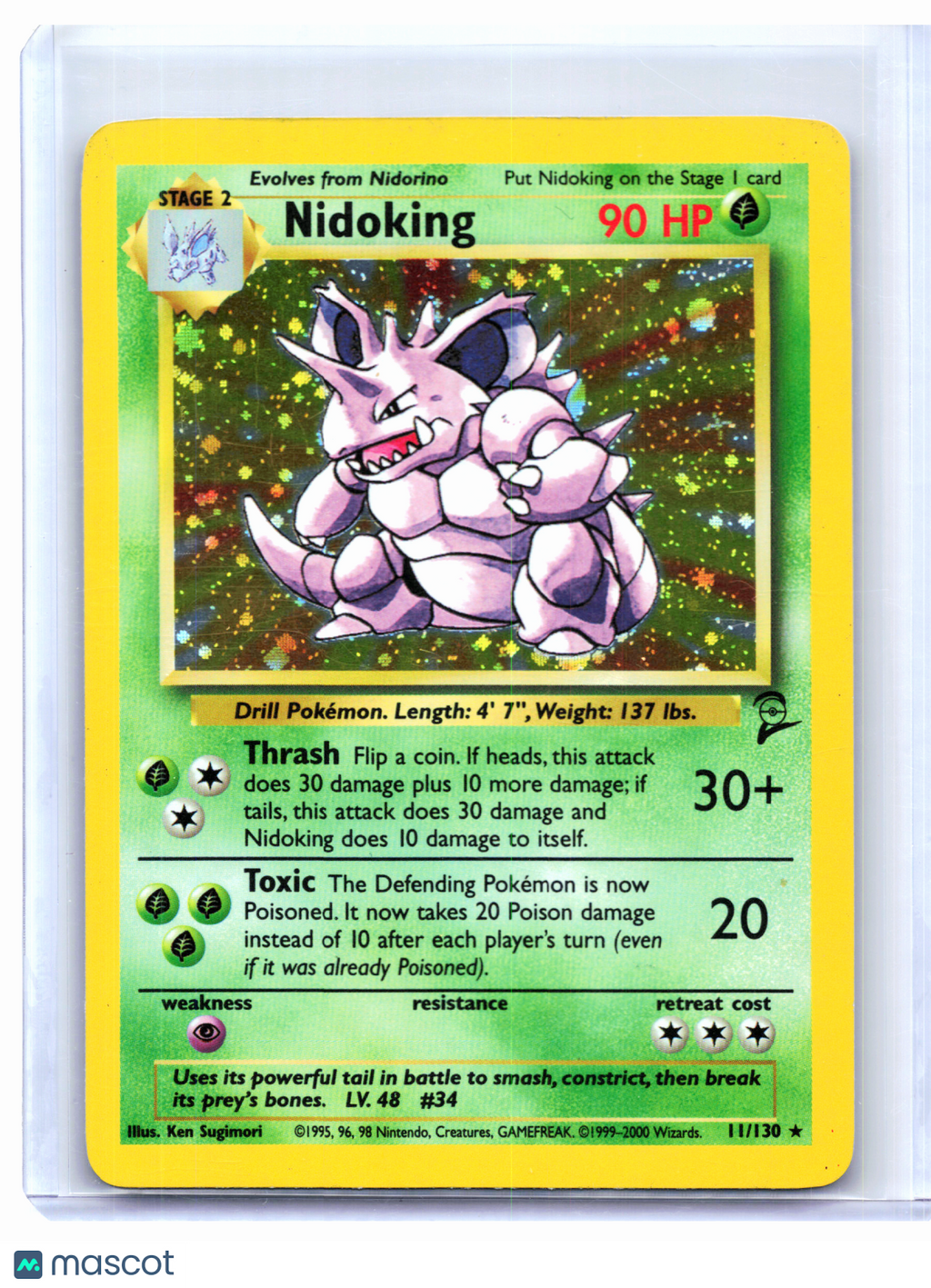 2000 Pokemon—Nidoking #11/130 Base Set 2—Holo Rare [Moderately Played]