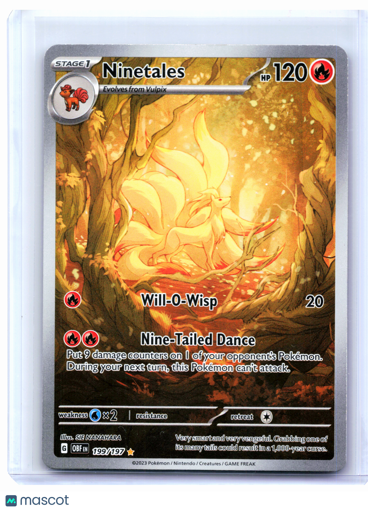 2023 Pokemon—Ninetales #199/197 Obsidian Flames—Illustration Rare Holo [HP]