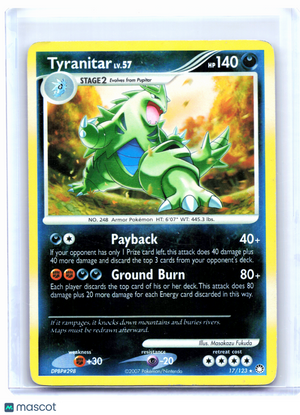 2007 Pokemon—Tyranitar #17/123 Mysterious Treasures—Reverse Holo [HP]