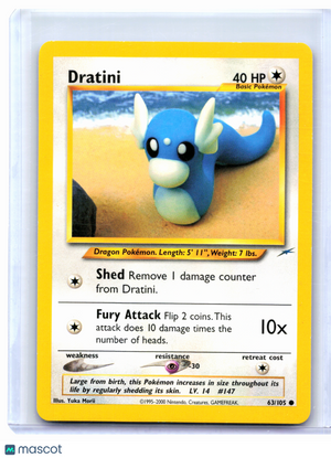 2002 Pokemon—Dratini #63/105 Neo Destiny—Common Nonholo [Heavily Played]