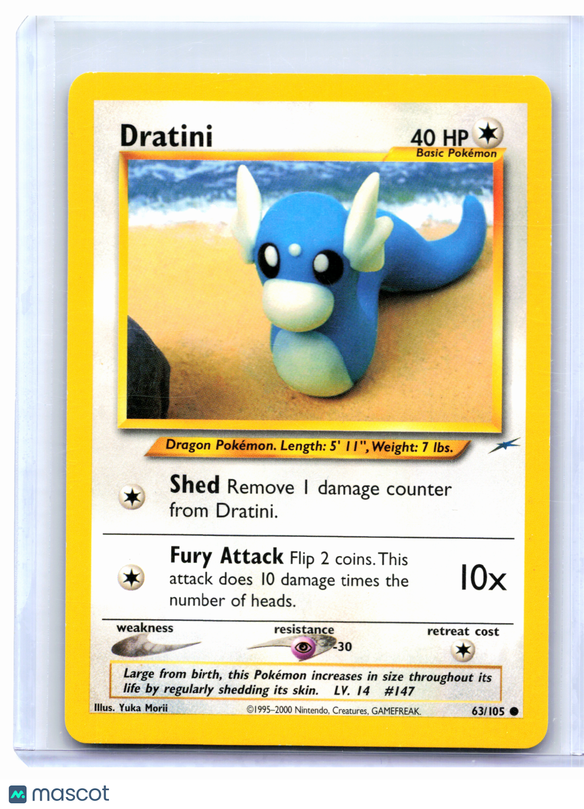 2002 Pokemon—Dratini #63/105 Neo Destiny—Common Nonholo [Heavily Played]