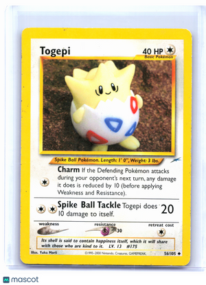 2002 Pokemon—Togepi #56/105 Neo Destiny—Uncommon Nonholo [Heavily Played]