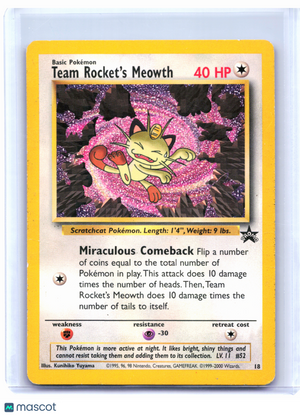 2000 Pokemon—Team Rocket's Meowth #18 WoTC Promo—Black Star Promo Holo [HP]