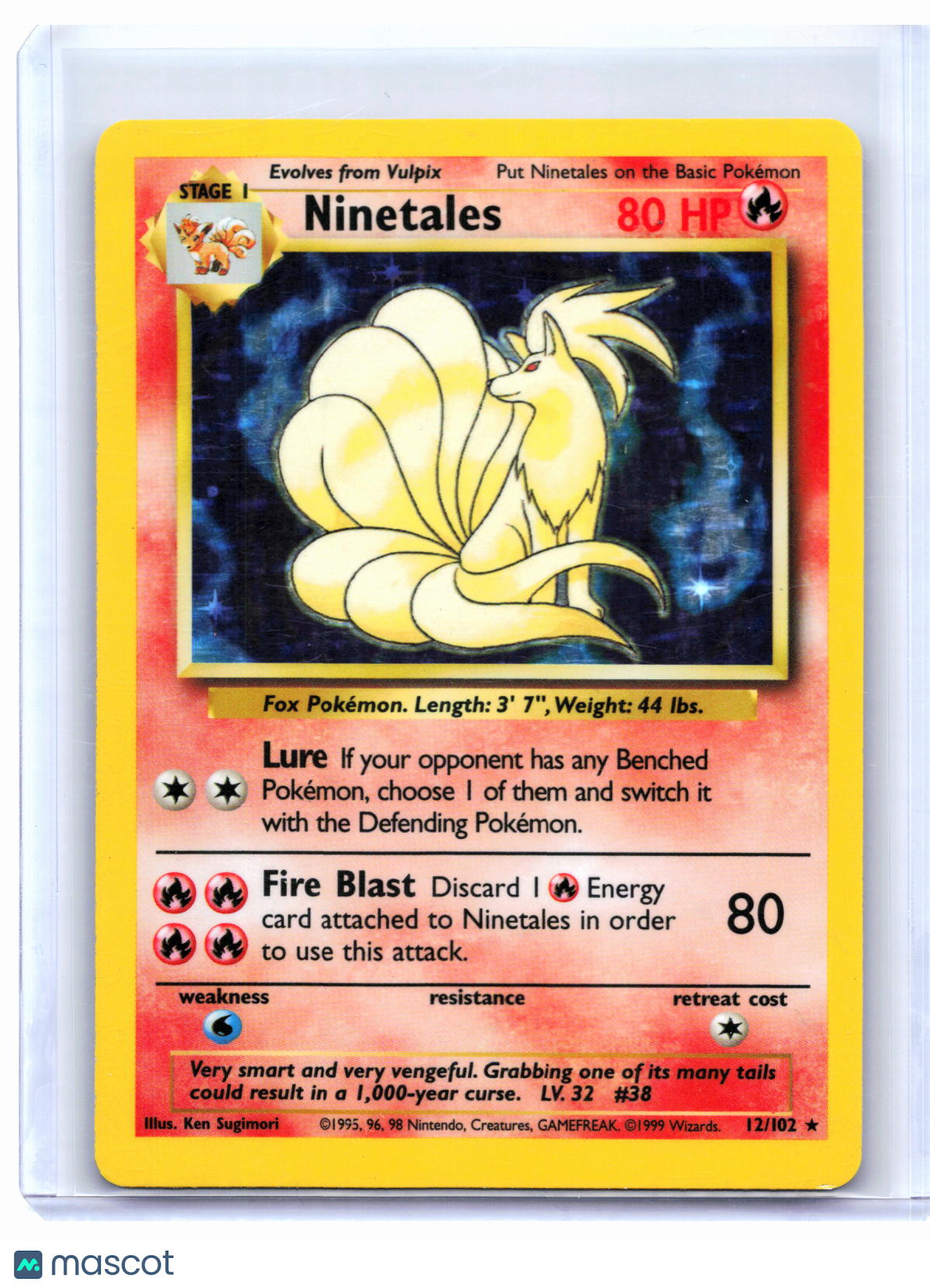 1999 Pokemon—Ninetales #12/102 Base Set—Holo Rare [Heavily Played]