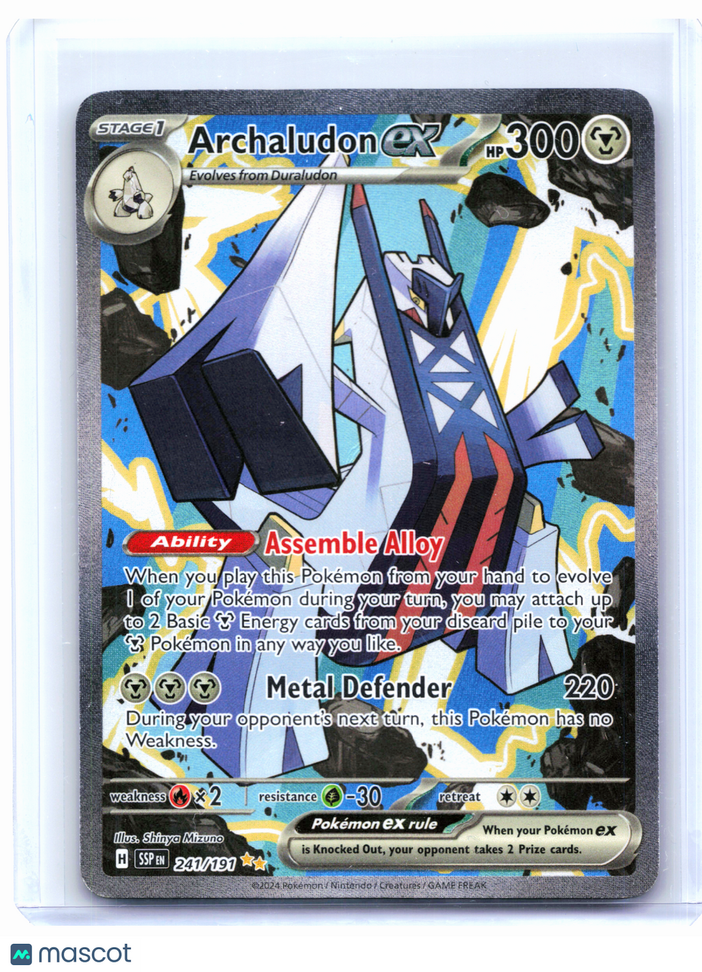 2024 Pokemon—Archaludon ex #241/191 Surging Sparks—SIR Holo [Damaged]
