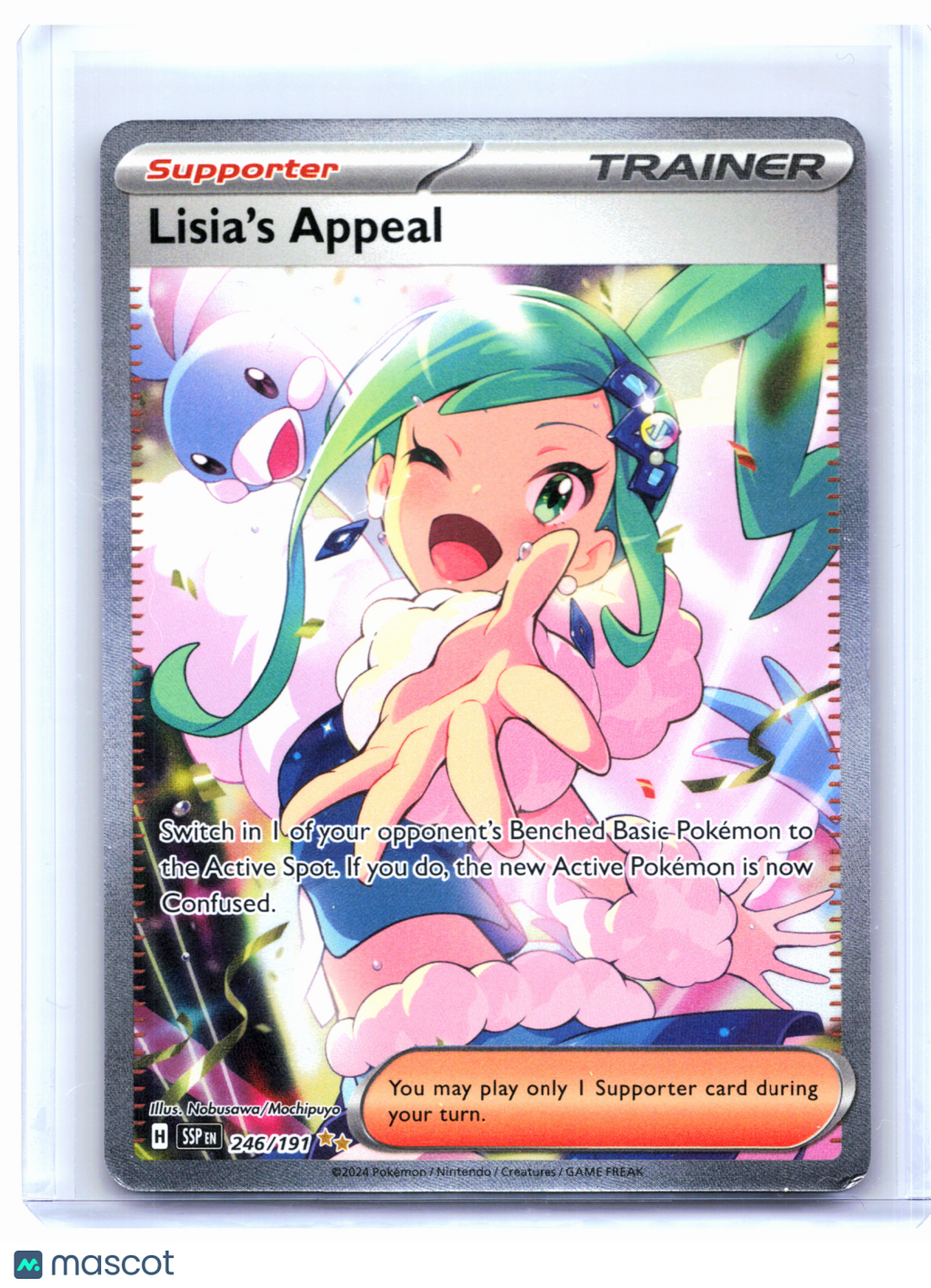 2024 Pokemon—Lisia's Appeal #246/191 Surging Sparks—SIR Holo [Damaged]