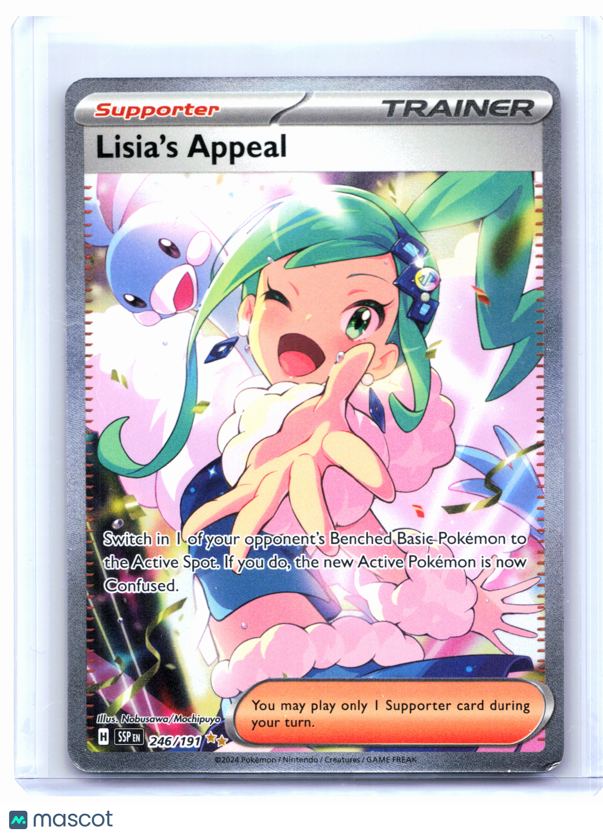 2024 Pokemon—Lisia's Appeal #246/191 Surging Sparks—SIR Holo [Damaged]