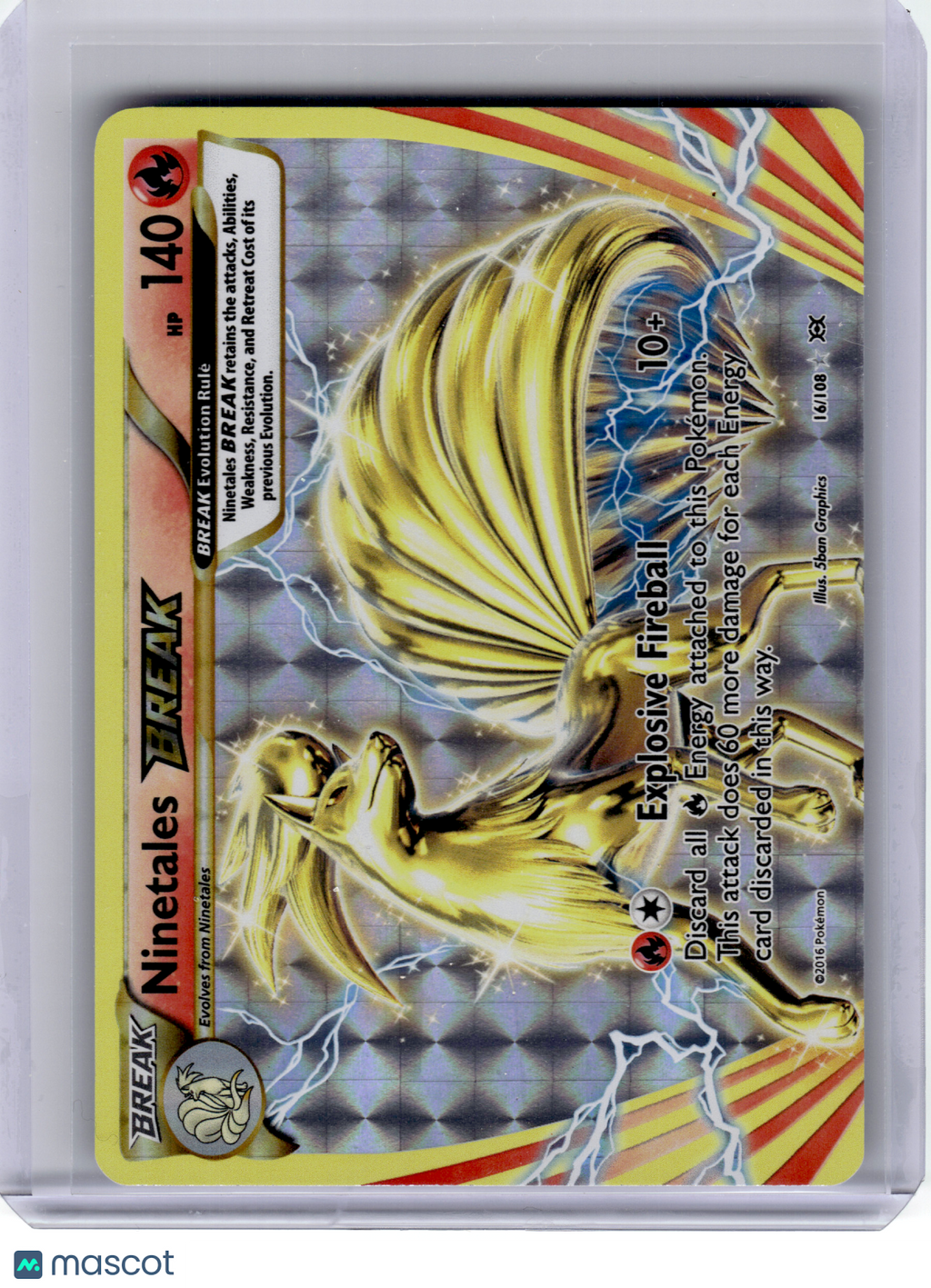 2016 Pokemon—Ninetales Break #16 XY Evolutions—Rare Holo