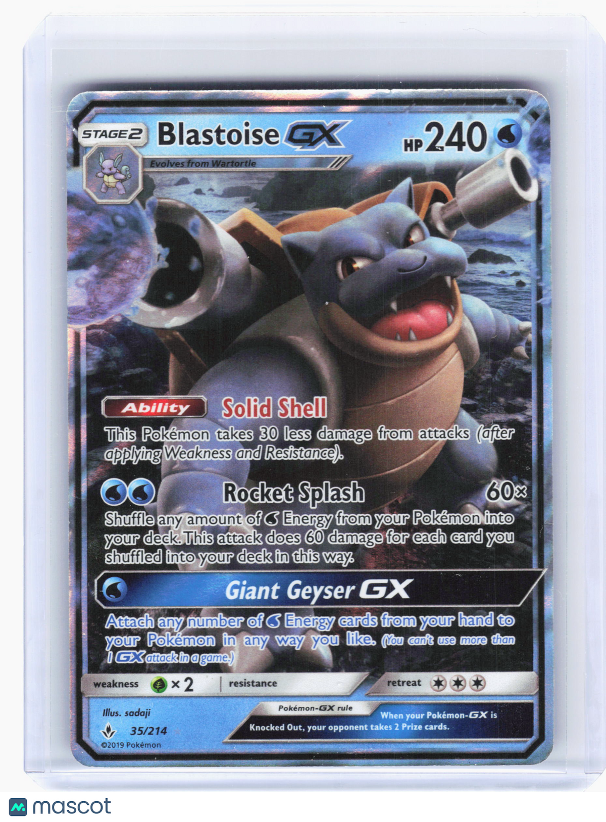 2019 Pokemon—Blastoise GX #35 Unbroken Bonds—Ultra Rare Holo [Heavily Played]