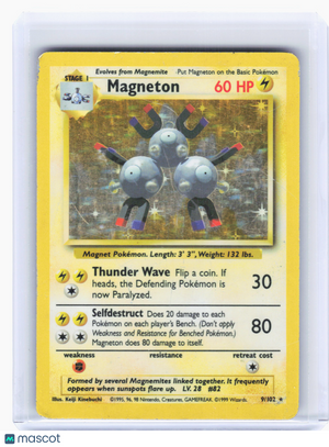 1999 Pokemon—Magneton #9 Base Set—Holo Rare [Damaged]