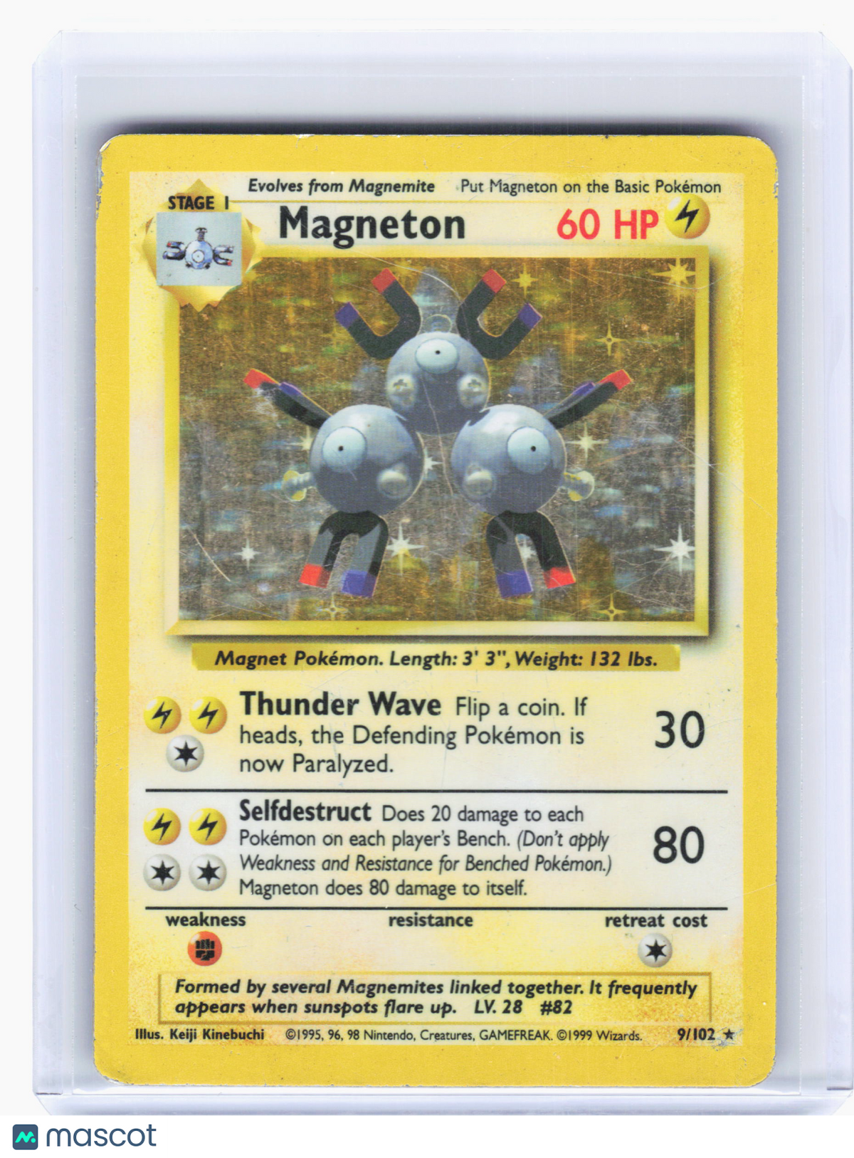 1999 Pokemon—Magneton #9 Base Set—Holo Rare [Damaged]