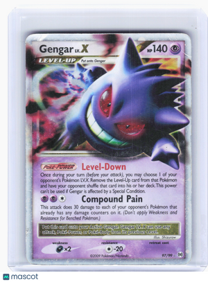 2009 Pokemon—Gengar Lv.X #97 Arceus—Ultra Rare Holo [Damaged]