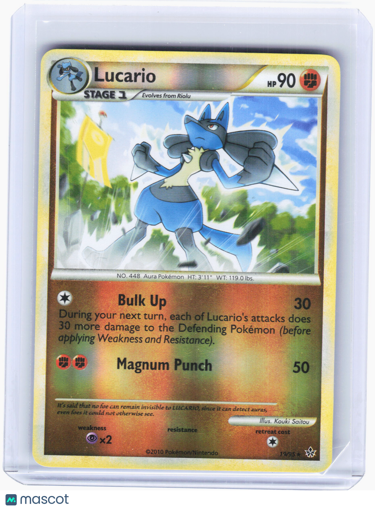 2010 Pokemon—Lucario #19 HS Unleashed—Rare Reverse Holo