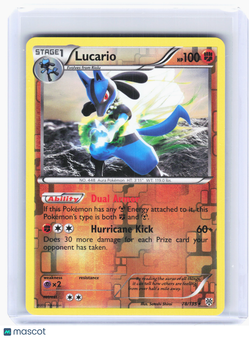 2013 Pokemon—Lucario #78 Plasma Storm—Holo Rare Reverse Holo