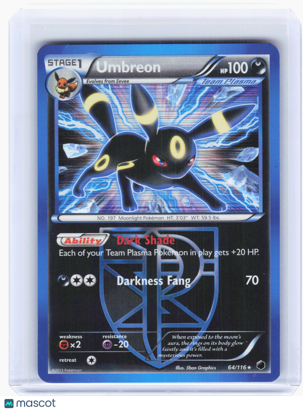 2013 Pokemon—Umbreon #64 Plasma Freeze—Holo Rare [Lightly Played]
