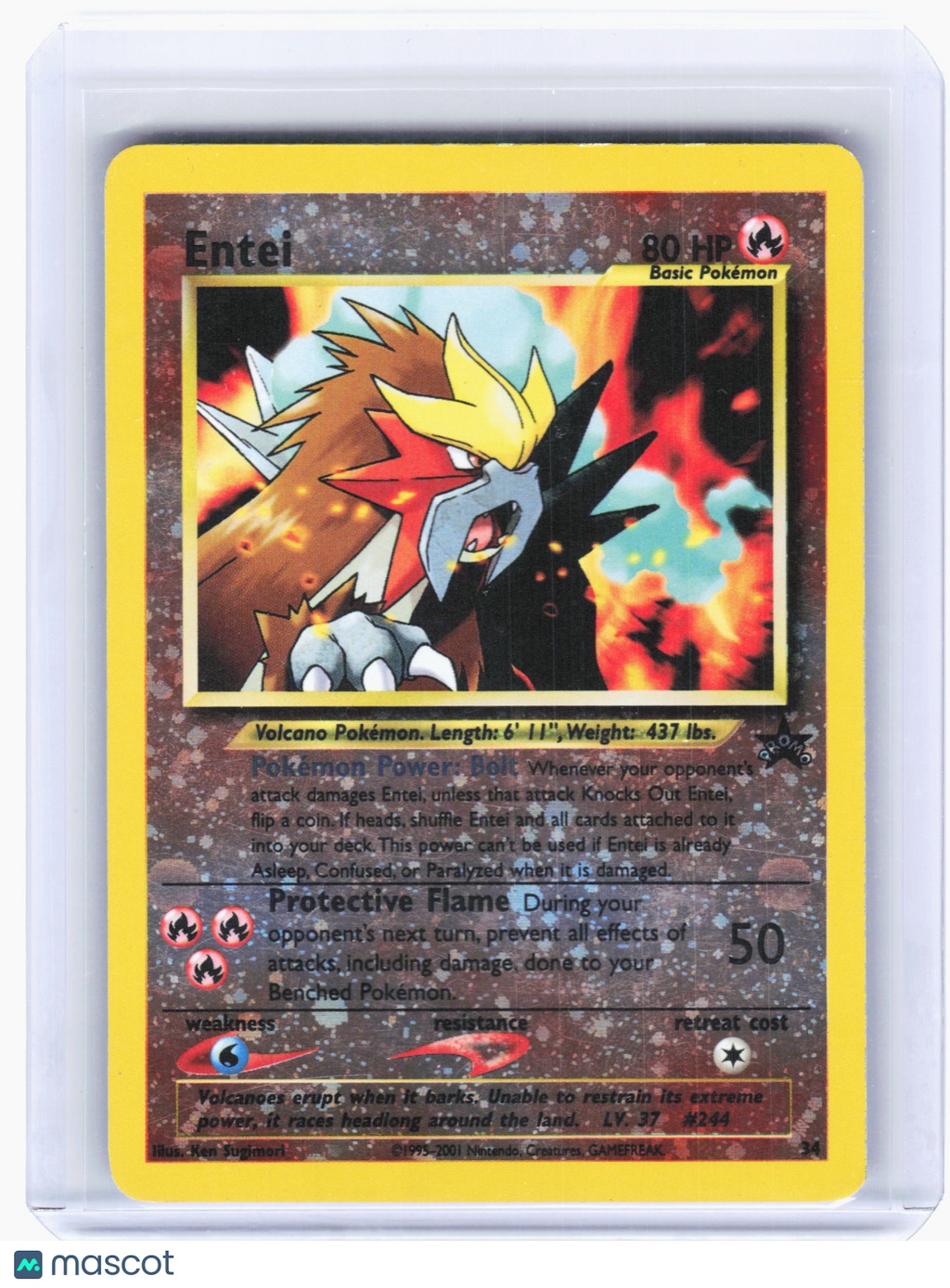 2001 Pokemon—Entei #34 WoTC Promo—Black Star Promo Holo [Heavily Played]