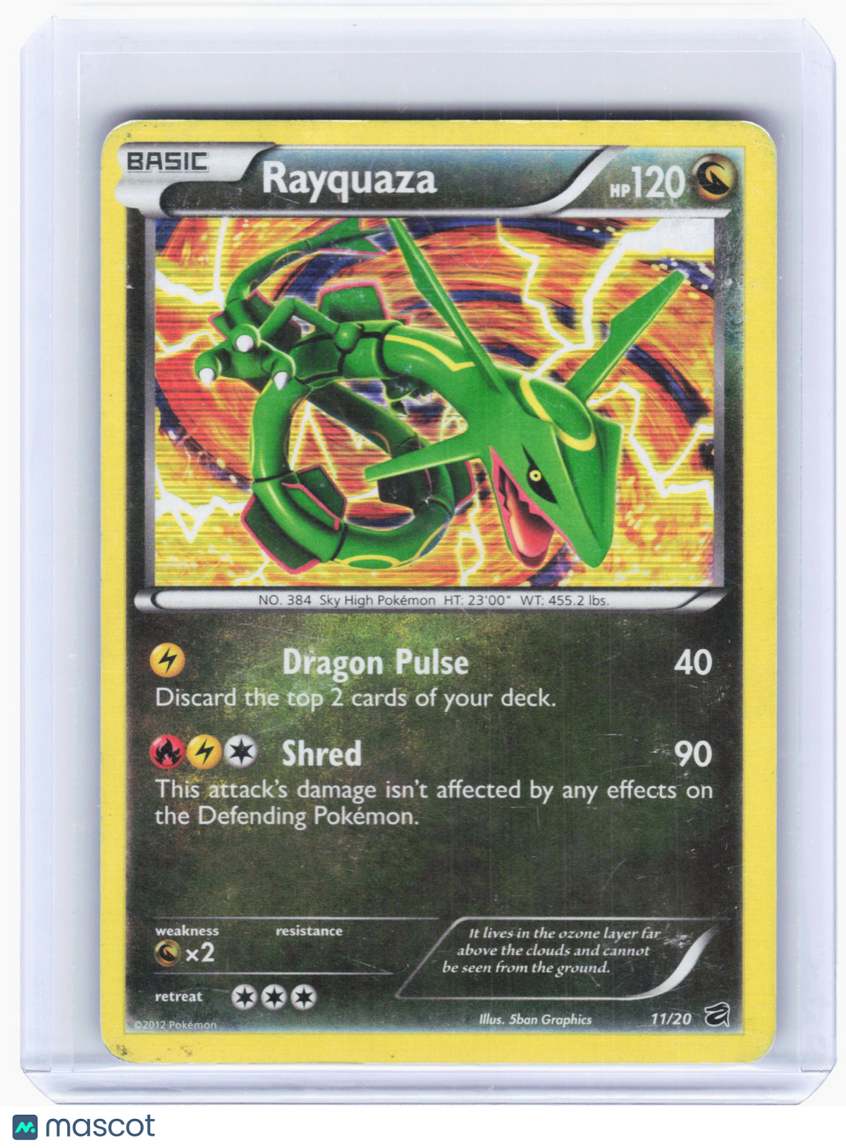 2012 Pokemon—Rayquaza #11 Dragon Vault—Holo Rare [Damaged]