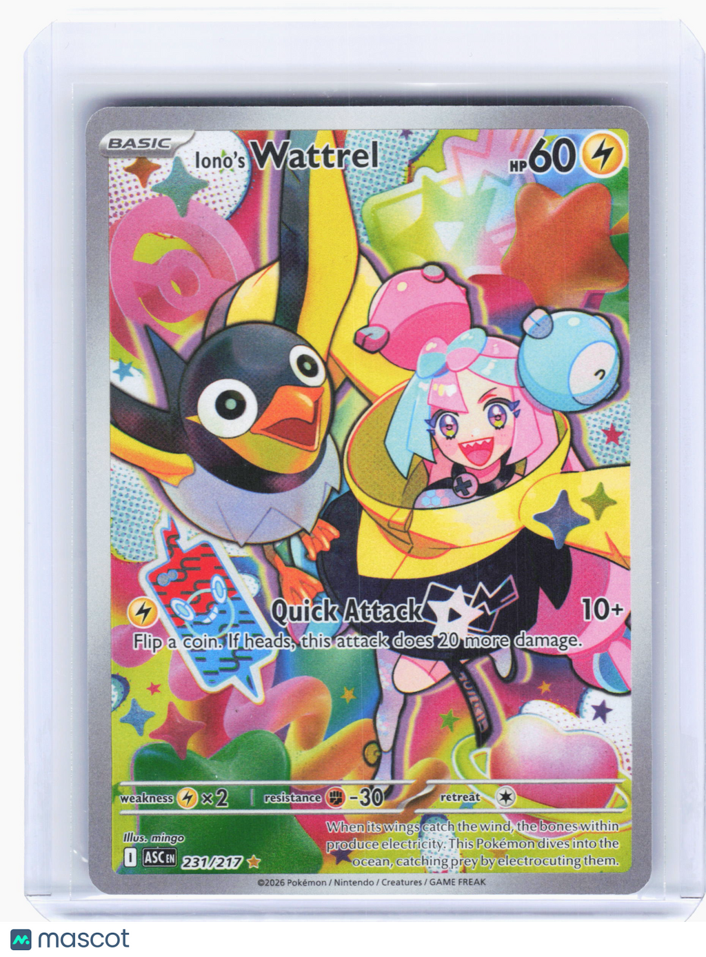 2026 Pokemon—Iono's Wattrel #231 Ascended Heroes—Illustration Rare Holo