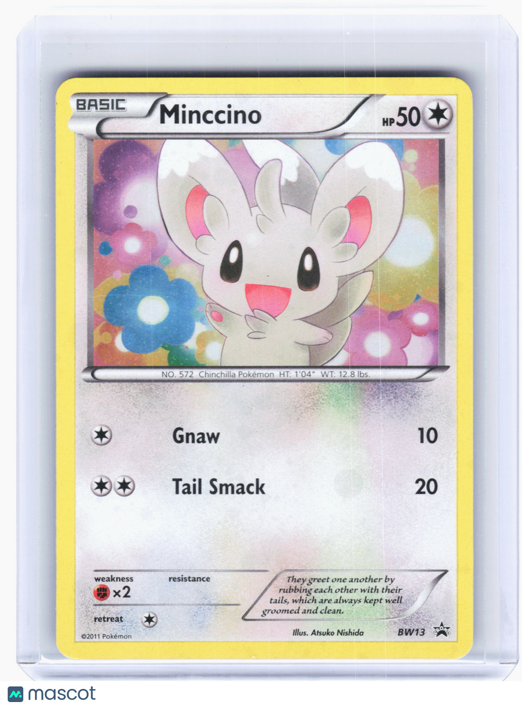 2011 Pokemon—Minccino #BW13 Black & White—Black Star Promo Cosmos Holo [LP]