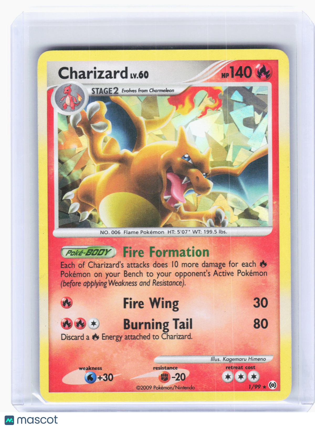 2009 Pokemon—Charizard #1 Miscellaneous Cards & Products—Cracked Ice Holo [MP]