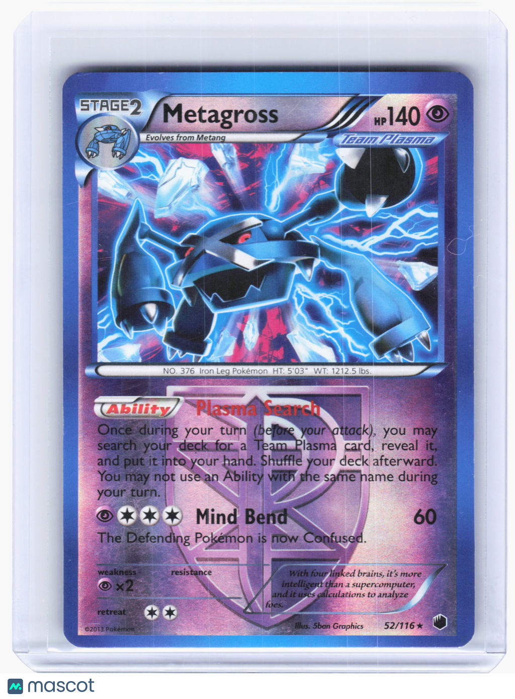2013 Pokemon—Metagross #52 Plasma Freeze—Rare Holo [Moderately Played]
