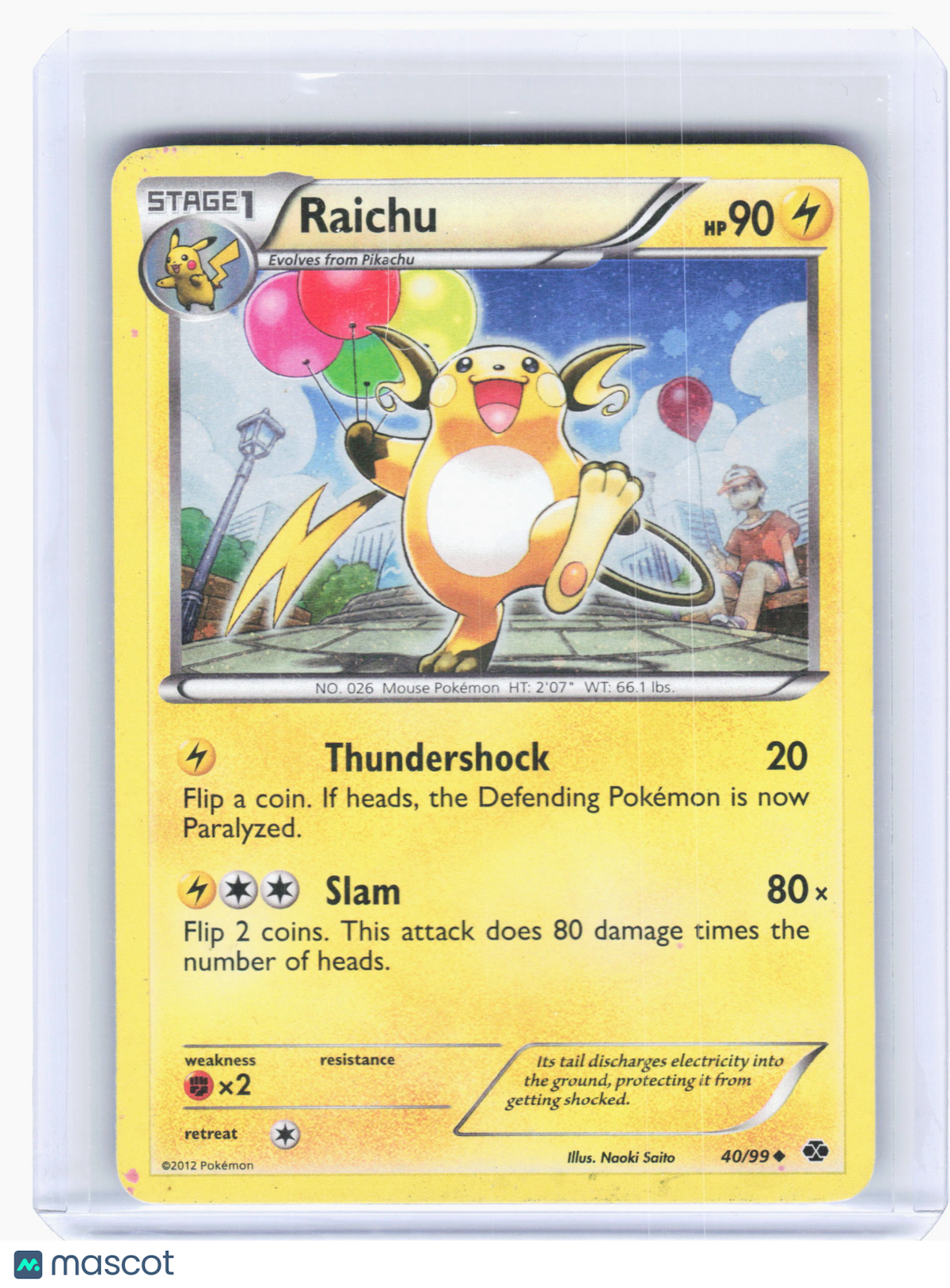 2012 Pokemon—Raichu #40 Next Destinies—Uncommon Holo [Damaged]