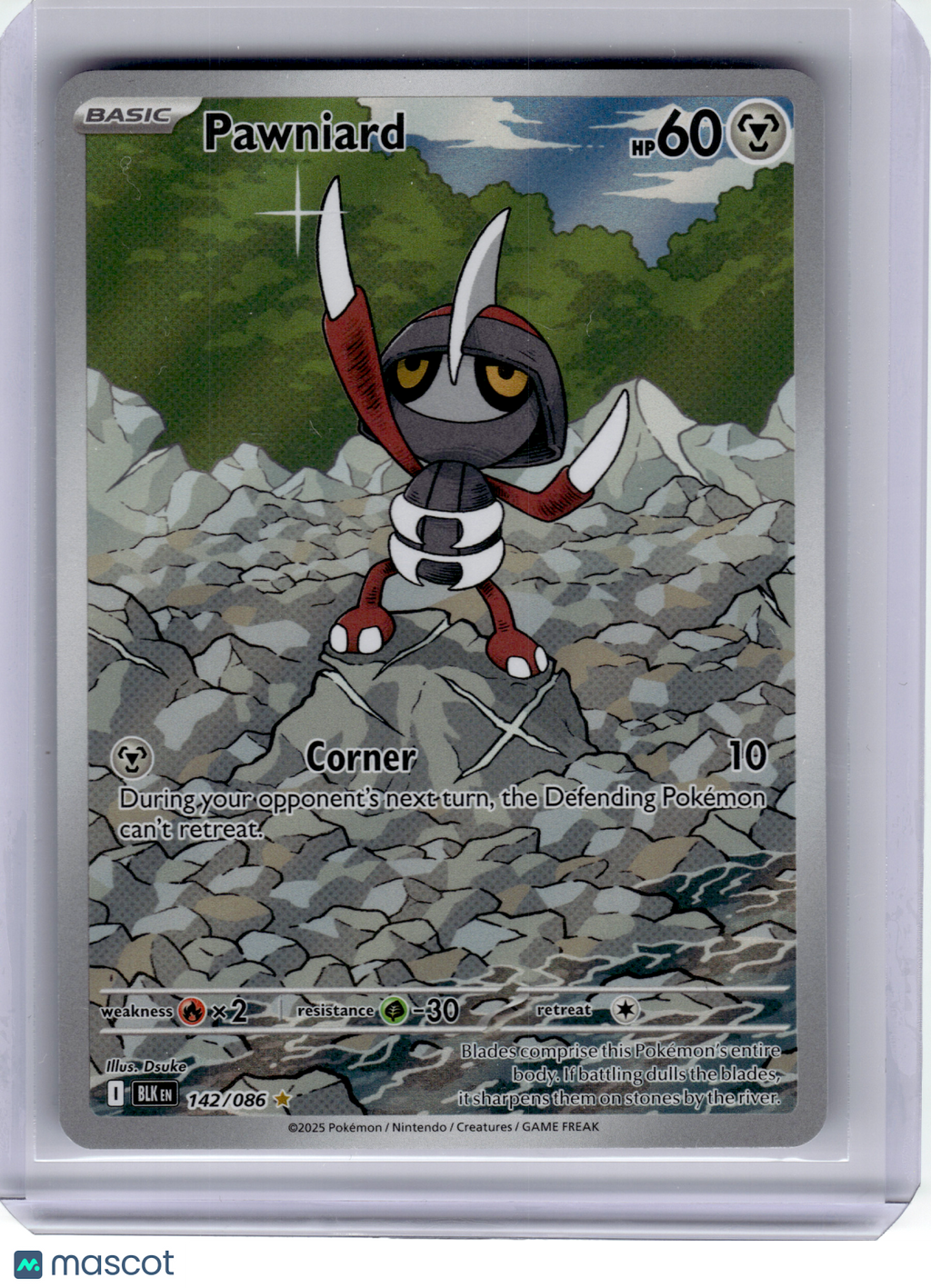 2025 Pokemon—Pawniard #142 Black Bolt—Illustration Rare Holo