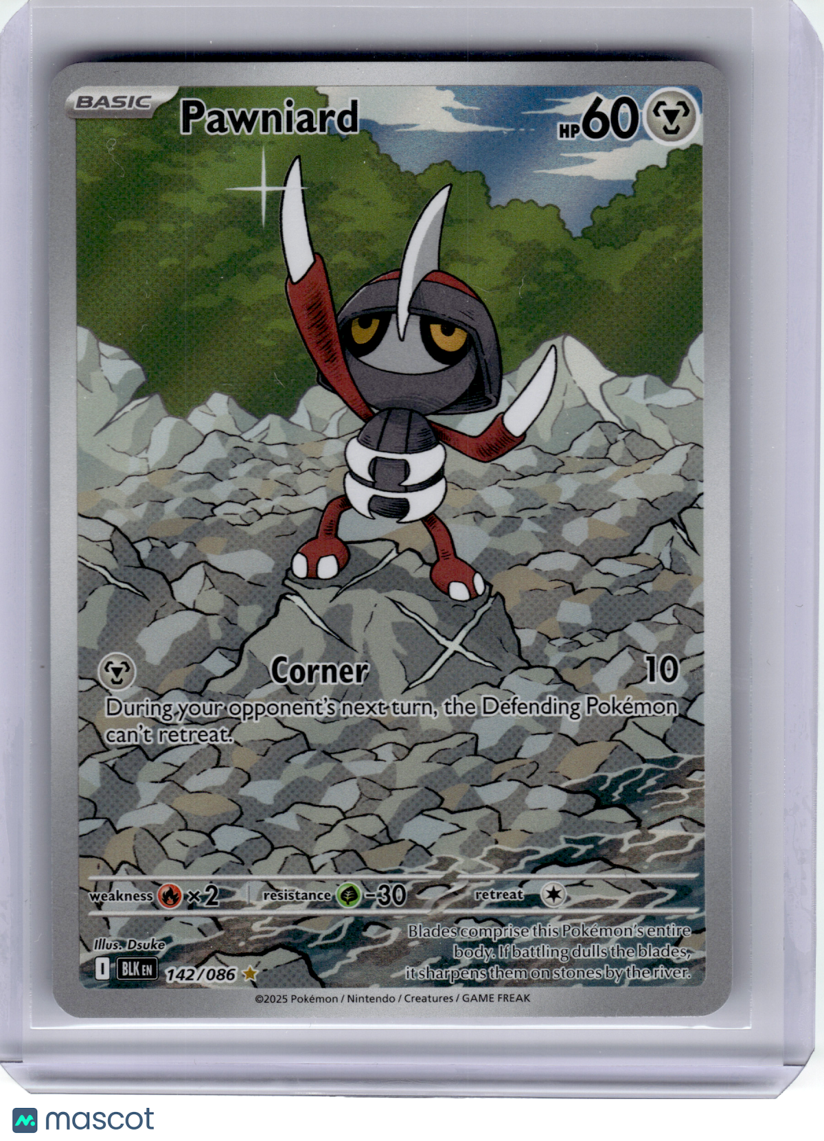 2025 Pokemon—Pawniard #142 Black Bolt—Illustration Rare Holo
