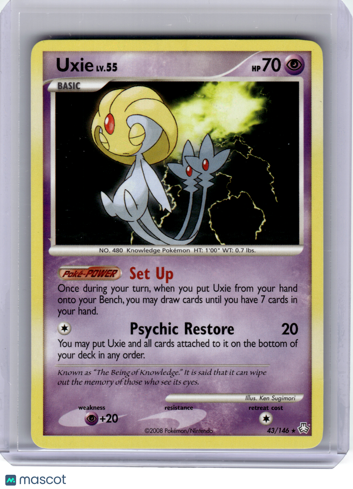 2008 Pokemon—Uxie #43 Legends Awakened—Rare [Moderately Played]
