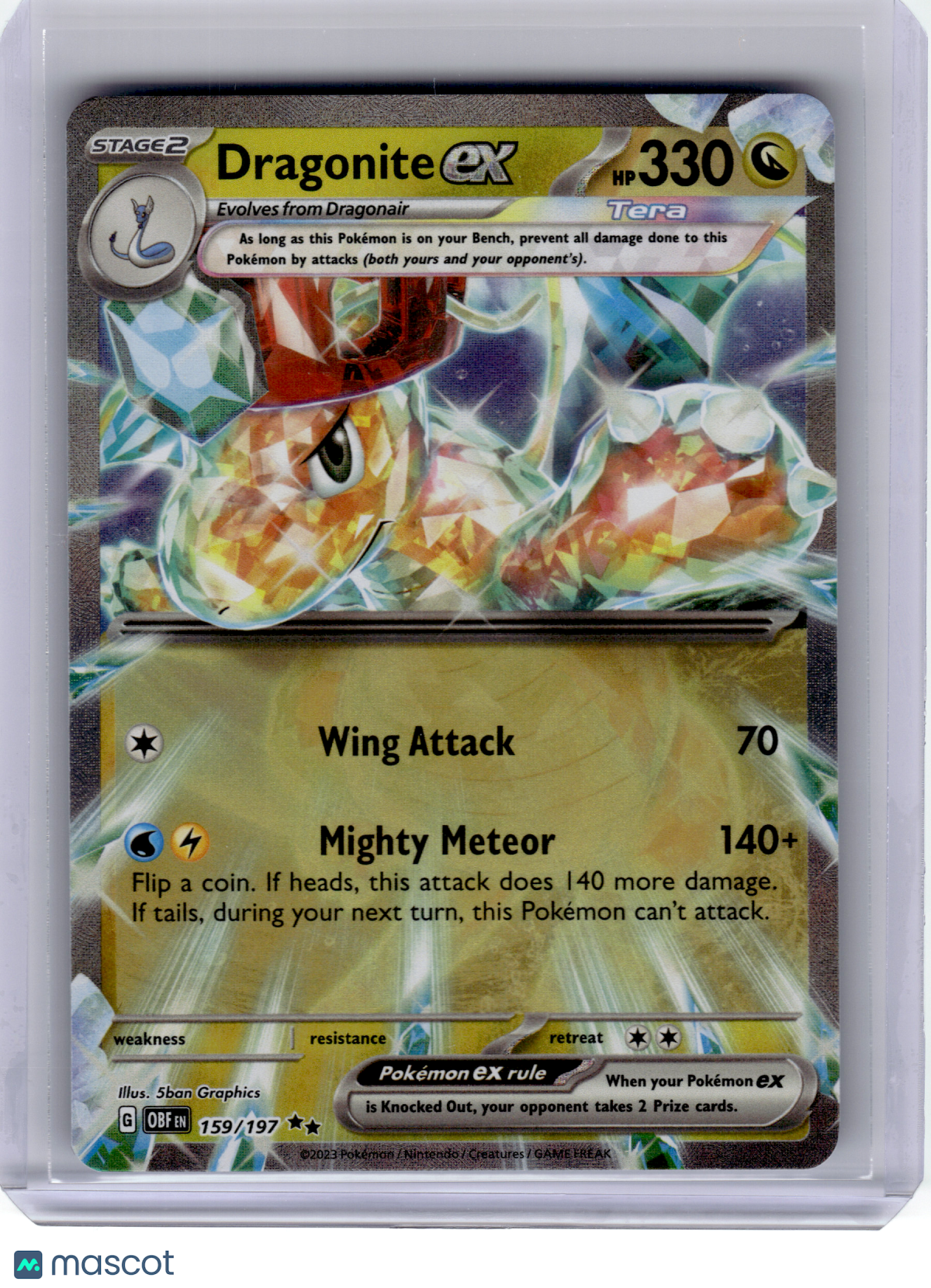 2023 Pokemon—Dragonite ex #159 Obsidian Flames—Double Rare Holo