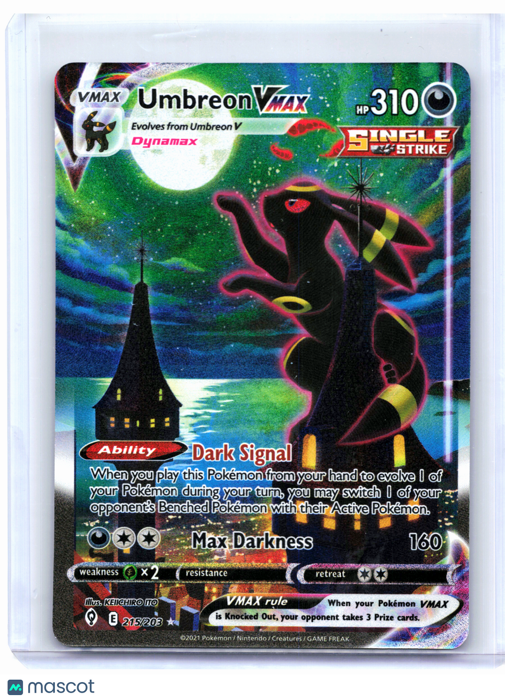 2021 Pokemon—Umbreon VMAX (Alt Art Secret) #215/203 Evolving Skies—Secret Rare