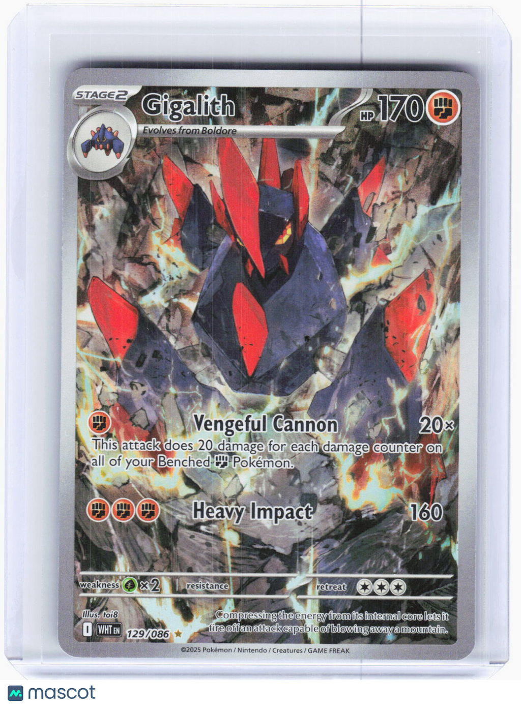 2025 Pokemon—Gigalith #129/86 White Flare—Illustration Rare Holo