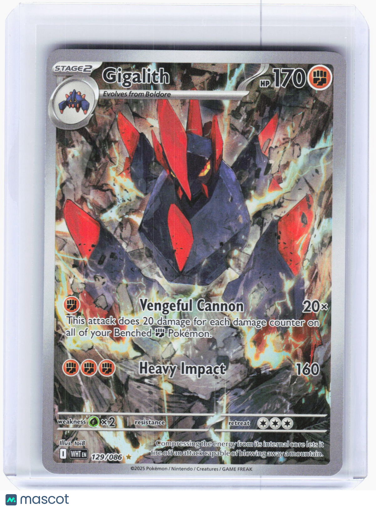 2025 Pokemon—Gigalith #129/86 White Flare—Illustration Rare Holo