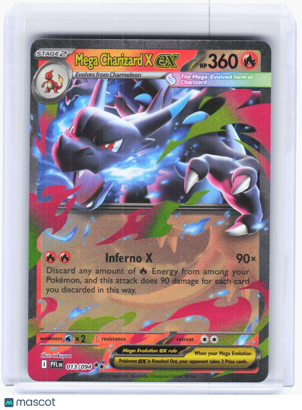 2025 Pokemon—Mega Charizard X EX #13/94 Phantasmal Flames—Double Rare Holo