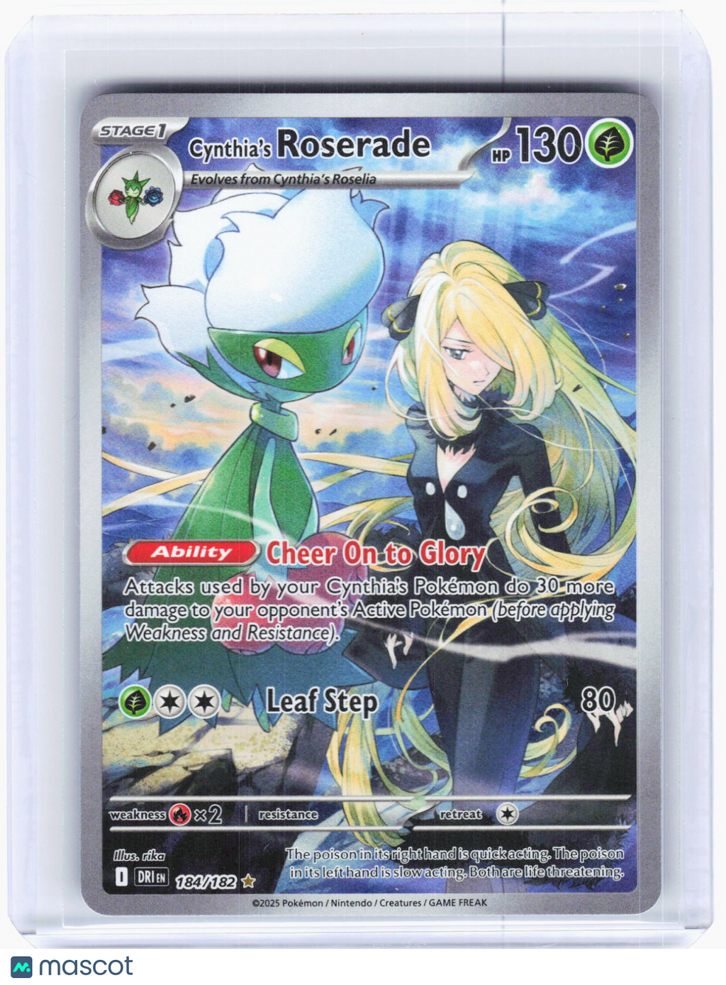 2025 Pokemon—Cynthia's Roserade #184/182 Destined Rivals—Illustration Rare Holo