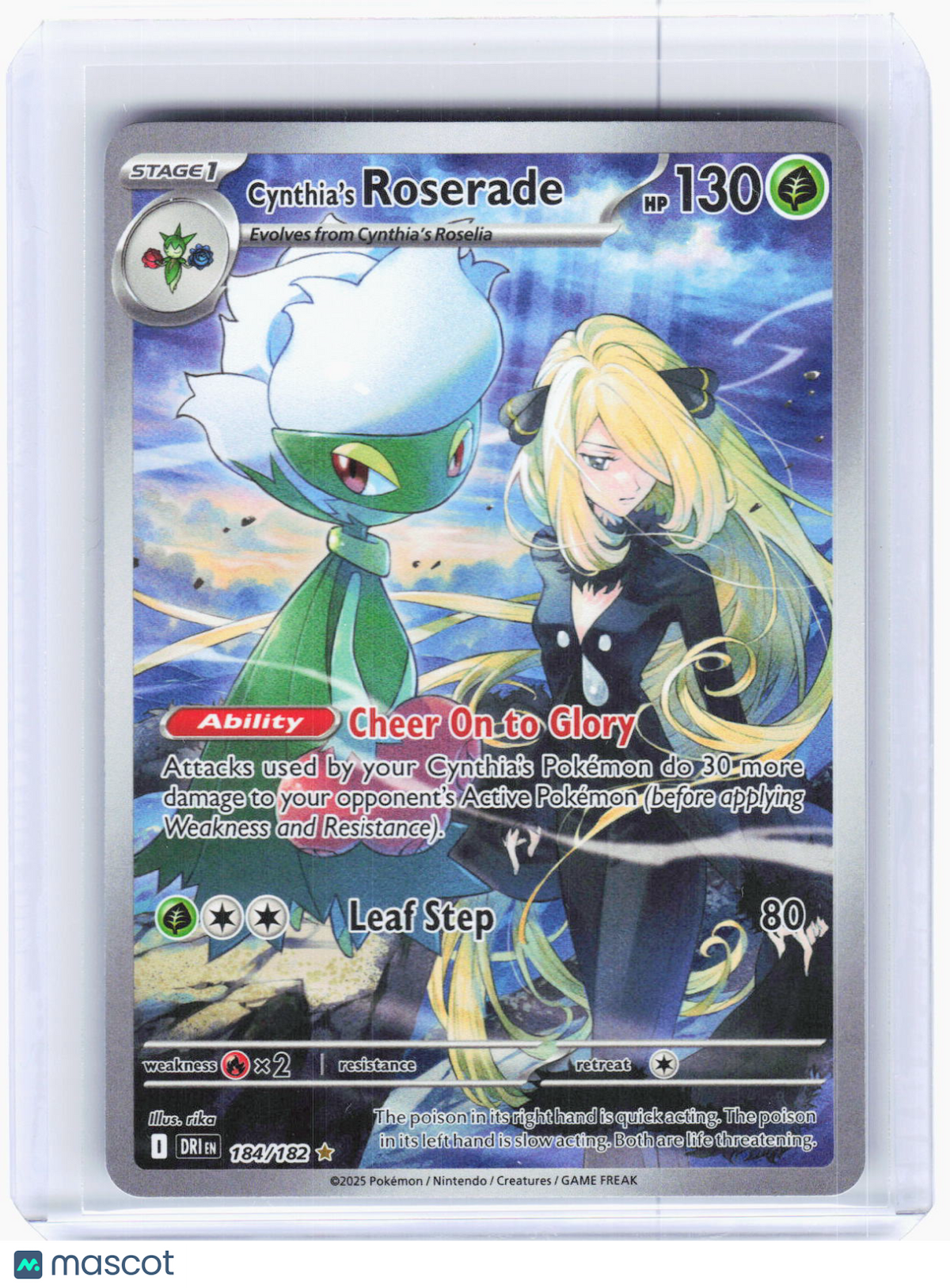2025 Pokemon—Cynthia's Roserade #184/182 Destined Rivals—Illustration Rare Holo
