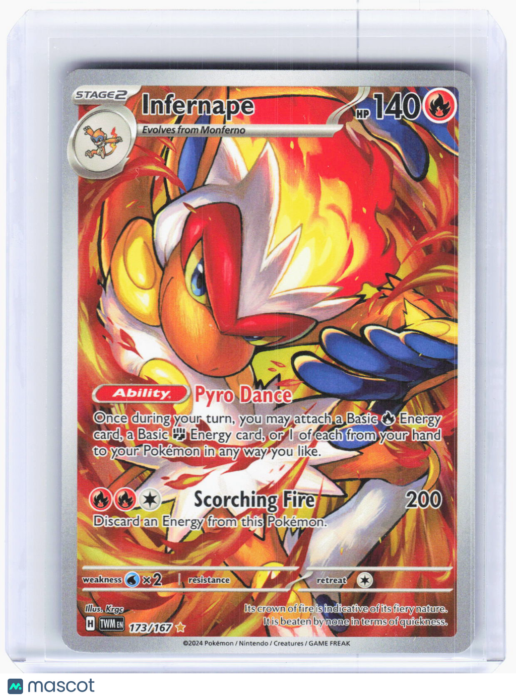 2024 Pokemon—Infernape #173/167 Twilight Masquerade—Illustration Rare Holo